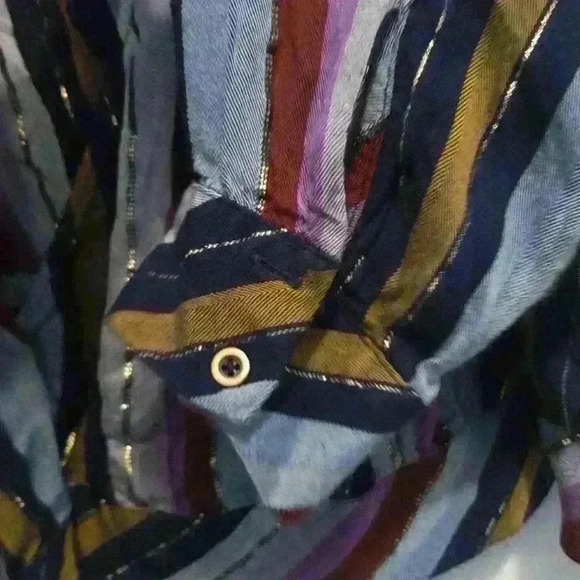 Womens L Officecore AN.A. wrap front striped metallic summer beachy Office Siren - Picture 5 of 9